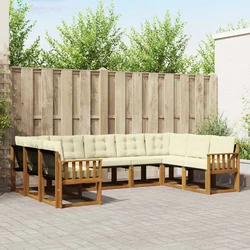 Set vanjskih sofa 9 pcs Prirodna i krem Čvrsto drvo akacije