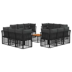 Set vanjskih sofa 13 pcs Crna i tamno siva Poliester
