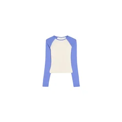 Bershka Majica vijolično modra/bela