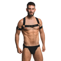 Master Series Rave Harness Elastic Chest Harness with Arm Bands S/M
