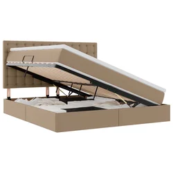 Krevet s od storage s madracem Kapućino 180 x 200 cm Lažna koža