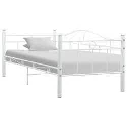 Vidaxl Posteljni okvir za dnevno posteljo bel kovinski 90x200 cm