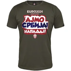 011Shop Muška majica kratkih rukava, Ajmo Srbija napadaj! EP 2024, Maslinasta
