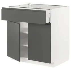 METOD / MAXIMERA Podni element s fiokom/2 vrata, bela/Voxtorp tamnosiva, 80x60 cm