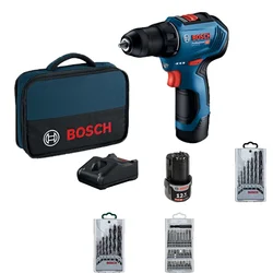 Bosch Akumulatorska bušilica-odvrtač GSR 12V-30 + 39-delni set pribora Torba 2x2.0Ah 06019G9001