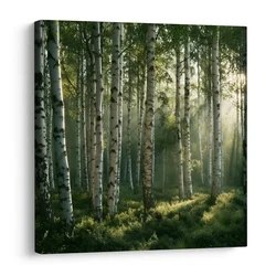 Slika tihi brezov gaj v megli - 30x30