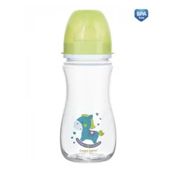 CANPOL baby Flašica široki vrat, antikolik - Easy start- 300 ml - toys horse - zelena