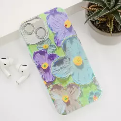Maska Painting Flower za iPhone 15 plava