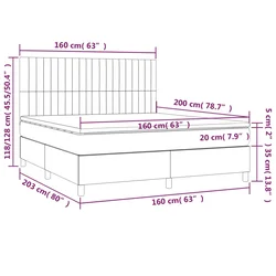 Vidaxl Box spring postelja z vzmetnico LED temno rjava 160x200cm blago