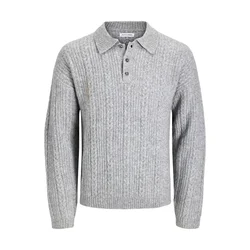 JACK & JONES Pulover JJGAVIN pegasto siva