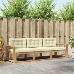 Set vanjskih sofa s jastukom 3 pcs Bijela i krem Poliester