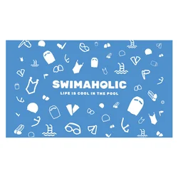 Swimaholic swimming world microfibre towel blue