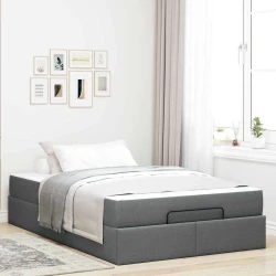 Okvir kreveta s madracem 2 pcs Siva nijansa tkanina