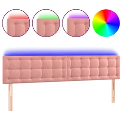 Vidaxl LED posteljno vzglavje roza 160x5x78/88 cm žamet