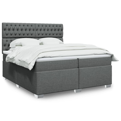 vidaXL Box spring postelja z vzmetnico temno siva 200x200 cm blago