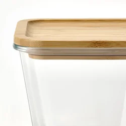 IKEA 365+ Posuda za hranu s poklopcem, kvadrat staklo/bambus, 1.2 lPrikaži specifikacije mera