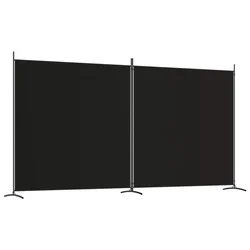 Sobna pregrada s 2 panela crna 348 x 180 cm od tkanine
