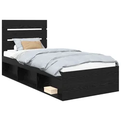 Vidaxl Konstrukcija postelje Črna 90 x 200 cm Masivno borovo les