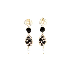 Addicted2 Uhani Perno zlato-rumena/črna/biserno bela