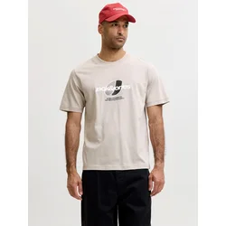 JACK & JONES Majica JCOClub greige / črna / bela