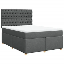Vidaxl Box spring postelja z vzmetnico temno siva 160x200 cm blago
