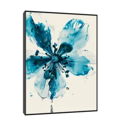 Canvas Slika na platnu Plavi akvarelni cvet 75x100cm, Sa ramom, Crni