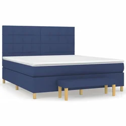 Vidaxl Box spring postelja z vzmetnico modra 160x200 cm blago