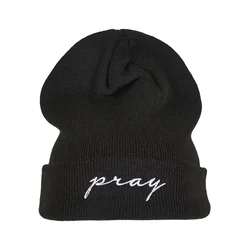 Pray Embroidery Beanie Black/White