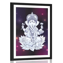 Plakat s paspartujem budistični Ganeša - 60x90 silver