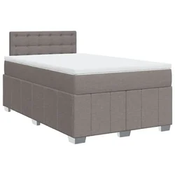 Vidaxl Box spring postelja z vzmetnico taupe 120x200 cm blago
