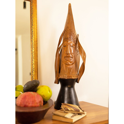 MAISON ADORABLE Drvena stona lampa FACE 67 cm, Braon