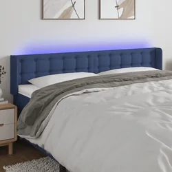 Vidaxl vidaXL Vzglavje postelje z LED modro 183x16x78/88 cm blago