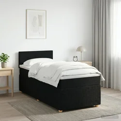 Postelja boxspring z vzmetnico Črna 100 x 200 cm Blago