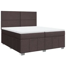Vidaxl Box spring postelja z vzmetnico temno rjav 200x200 cm blago