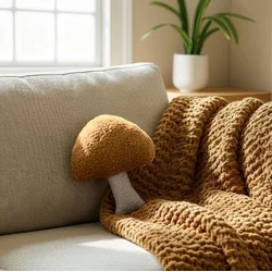 Aberto Design Dekorativni jastuk Small Mushroom, 26x22 cm, Braon