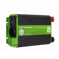 EG-PWC-PS500-01 Gembird 12V Cist sinusni auto inverter DC/AC 500W + USB port, 1,95KG