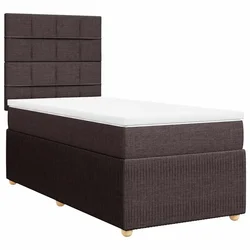 Vidaxl Box spring postelja z vzmetnico temno rjava 90x200 cm blago