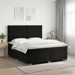 vidaXL Postelja boxspring z vzmetnico Črna 140 x 190 cm Žamet