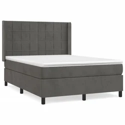 Vidaxl Box spring posteljni z vzmetnico temno siv 140x190 cm žamet