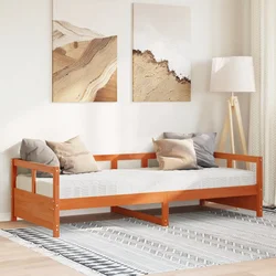 Dnevni krevet s madracem voštano smeđi 90x200 cm od borovine
