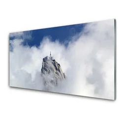 tulup.si Steklena slika Oblaki mountain landscape 140x70 cm 2 obešalnika