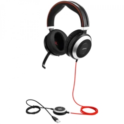 JABRA EVOLVE 80 MS Stereo USB Headband, Active Noise cancelling, USB connector, with mute-button and volume control on the cord, Busylight , Discret b