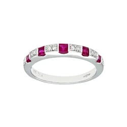 DIAMANT LETERNEL Prstan Eternity-Ring aus 375 Weißgold mit Diamant mit Rubin srebrna