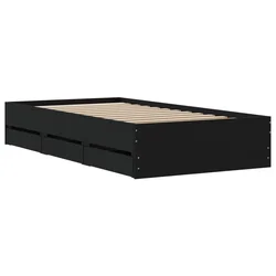 Okvir za krevet s ladicama crni 100x200 cm konstruirano drvo