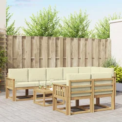 Set vanjskih sofa s jastukom 9 pcs Bijela i krem Poliester