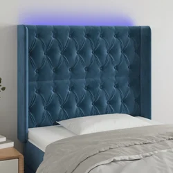 Vidaxl LED posteljno vzglavje temno modro 93x16x118/128 cm žamet