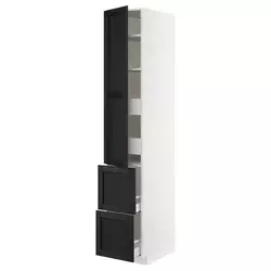 METOD / MAXIMERA Vis.el. s polic/4fiok/vrat/2front, bela/Lerhyttan crno bajcovano, 40x60x220 cm