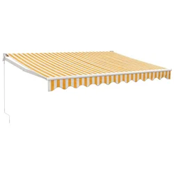 Tenda na uvlačenje žuto-bijela 3 x 2,5 m od tkanine i aluminija