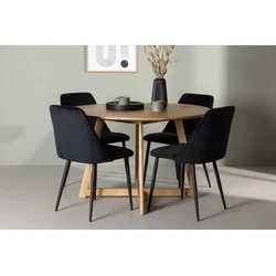 Venture Design Jedilna miza in stol komplet, okrogla miza 120x75 cm, rjava in črna