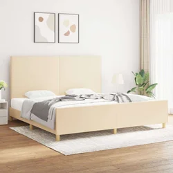 Okvir za krevet bez madraca krem 200x200 cm od tkanine